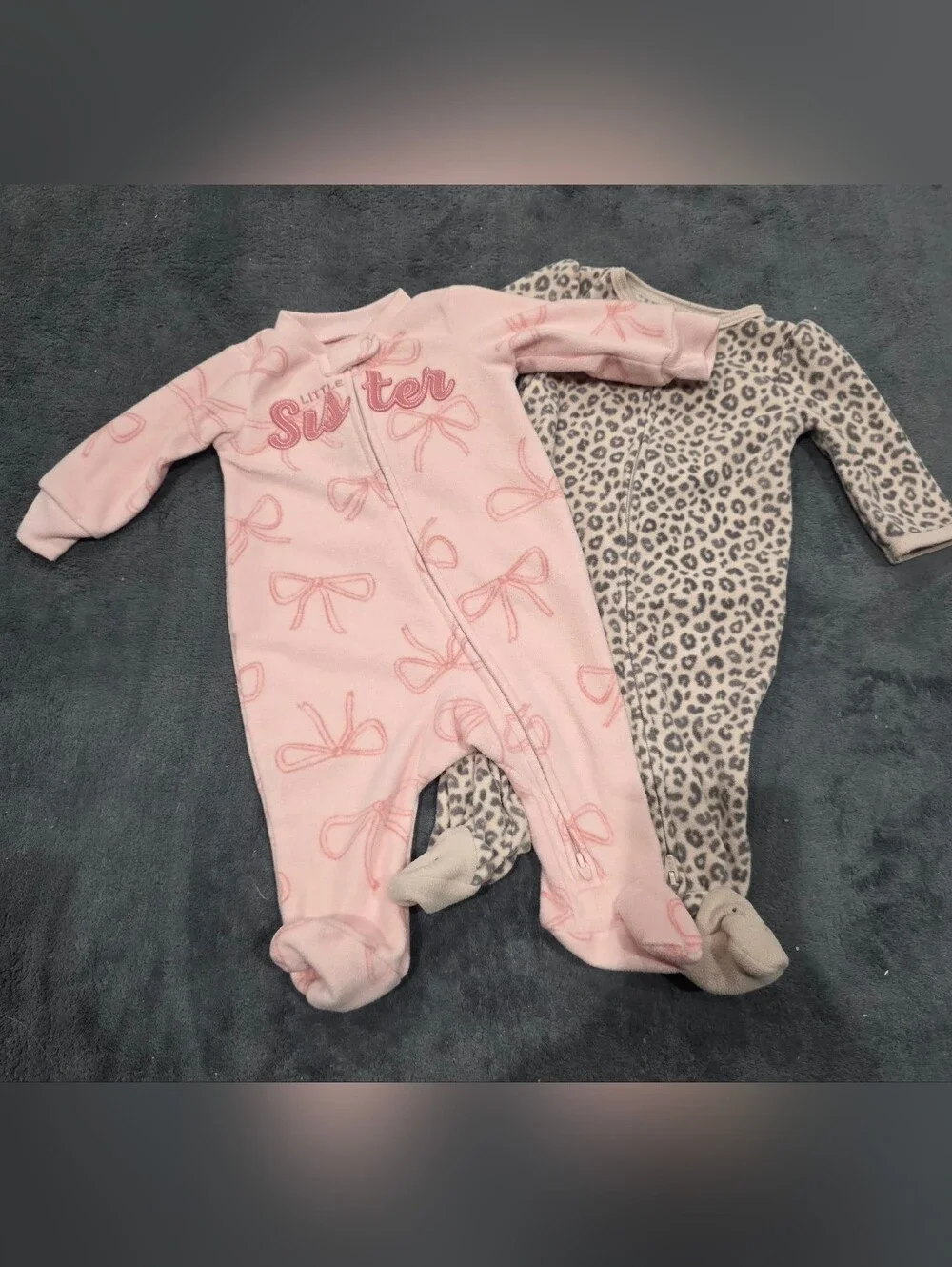 Carter's Pink Bow Print Footed One-Piece Pajamas